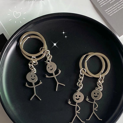 Fun Match People Keychain Creative Car Keyrings Heart To Heart Middle Finger Lovers Key Chain New Bag Pendant Couple'S Gifts