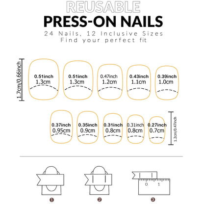 48pcs French black border hand and foot armour Glossy fake toenails fully covered with nude spring break toenails for women's na