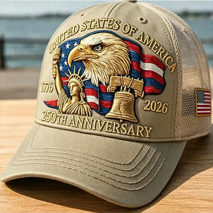 American 250th Anniversary Eagle Print Baseball Cap Unisex Adjustable Mesh Cap Summer Outdoor Sun Shade Breathable Baseball Caps