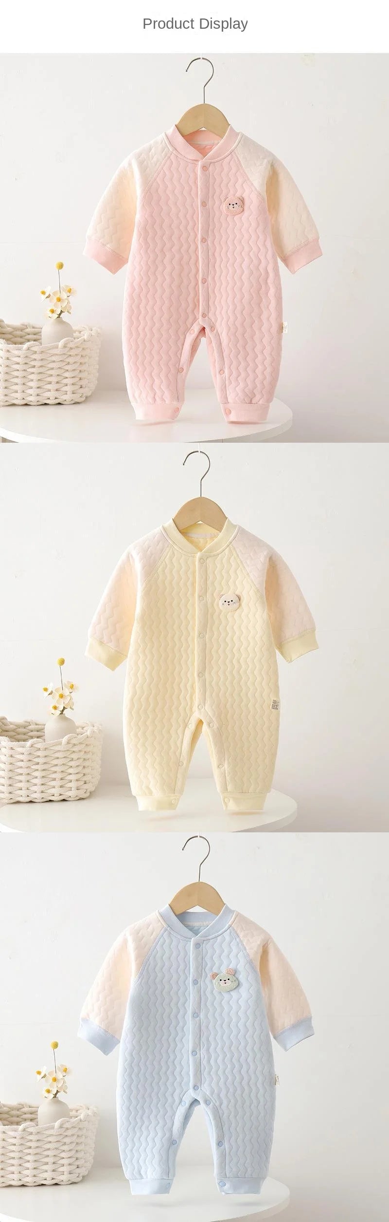 Baby Boneless Bodysuit Newborn Warm Romper Boys and Girls Cartoon Bodysuit Long Sleeve Climbing Suit