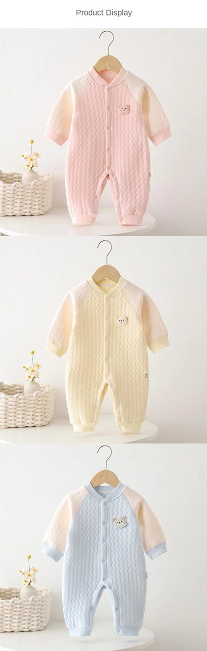 Baby Boneless Bodysuit Newborn Warm Romper Boys and Girls Cartoon Bodysuit Long Sleeve Climbing Suit