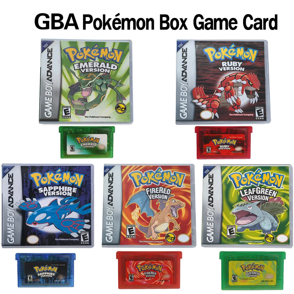 2025 New Pok é mon Series Jade Red Leafgreen Ruby Sapphire 5th Edition GBA Game Box, 32-bit Video Game Cartridge, No Manual