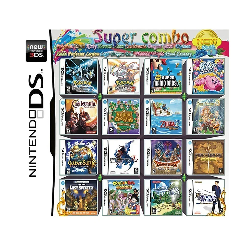 Pokemon DS NDS 3DS Game Card Simplex 486/489/500/520/5208/510/482/468 In1 Video Games Cartridge For NDS NDSL NDSi 3DS 2DS