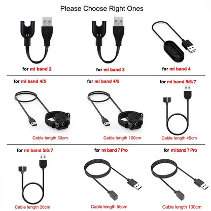 Magnetic Chargers for Xiaomi Mi Band 7 Pro USB Charging Cable for MiBand 6 5 4 3 2 Pure Copper Core Power Cord Smartband Charger