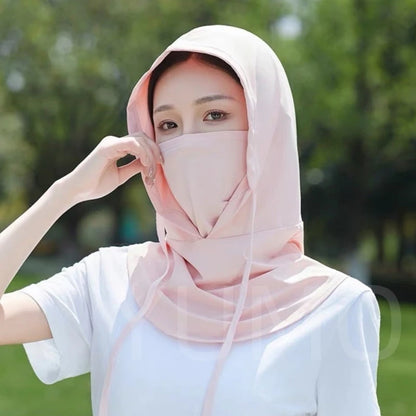 Summer Ice Silk Full Face Sun Protection Hat Face Mask Outdoor Hiking and Camping UV Protection Hat Neck Unisex Protection Hat
