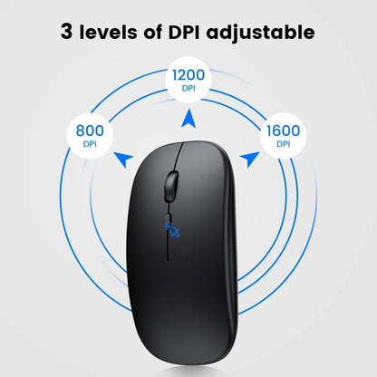 Rechargeable Wireless Mouse Bluetooth-compatible 2.4GHz Dual Modes Computer Mice with Nano Receiver for PC Laptop Macbook