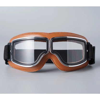 Motorcycle Glasses Windproof Motorcycle Helmet Glasses Sunglasses Retro Universal Folding Leather Retro Motorcycle Accessories