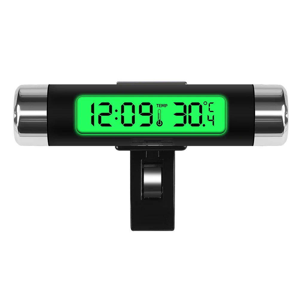 Portable 2 in 1 Car Digital LCD Clock Temperature Display Electronic Clock Thermometer Car Automotive Blue Backlight With Clip