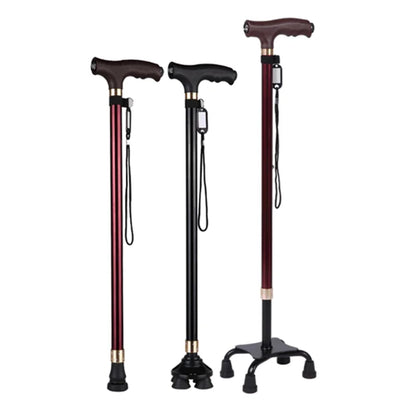 LED Light Walking Stick for Elderly - Adjustable Aluminum Alloy Crutch with Non-Slip Rubber Base for Seniors/Men/Disabled