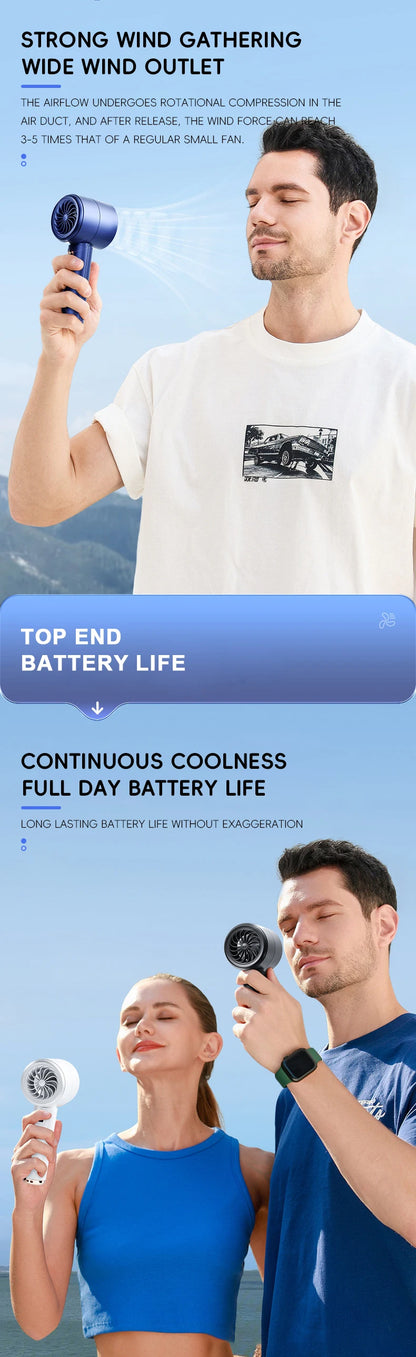 HOMEFISH Mini Handheld Fan USB Fast Charging Portable Air Calculating Fan Mute Highspeed Fan for Travel Outdoor Activities