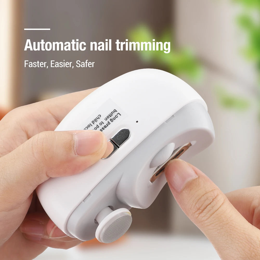 Electric Nail Clipper 2 in 1 Grinding and Polishing with Light Automatic Nail Trimmer Rechargeable Nail Cutter Manicure