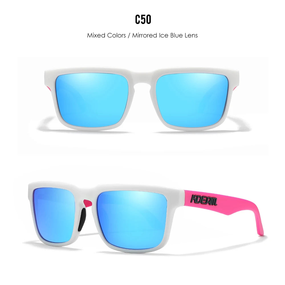 KDEAM Men's Polarized Sunglasses Square Casual Outdoors Sun Glasses Women Unisex Sunglass For Couple With Zipper Case