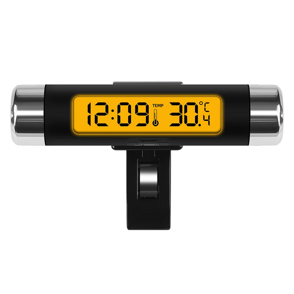 Portable 2 in 1 Car Digital LCD Clock Temperature Display Electronic Clock Thermometer Car Automotive Blue Backlight With Clip