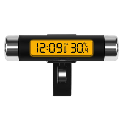 Portable 2 in 1 Car Digital LCD Clock Temperature Display Electronic Clock Thermometer Car Automotive Blue Backlight With Clip