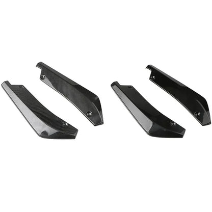2pcs Universal Car Rear Bumper Lip Diffuser Splitter Spoiler Scratch Protector Black Carbon Fiber Rear Lip Wrap Angle Splitters
