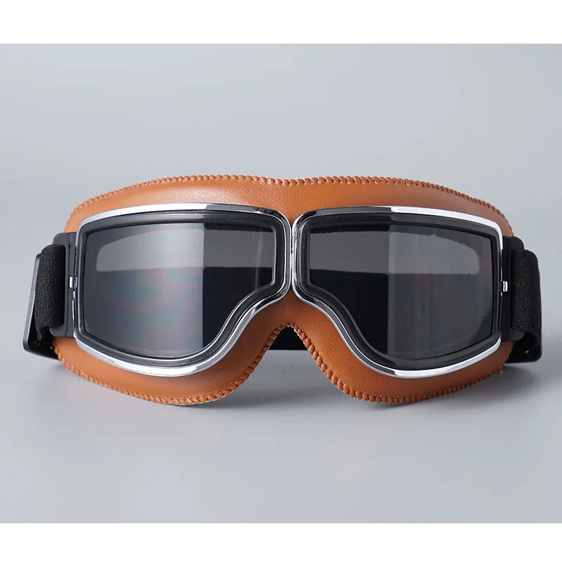 Motorcycle Glasses Windproof Motorcycle Helmet Glasses Sunglasses Retro Universal Folding Leather Retro Motorcycle Accessories