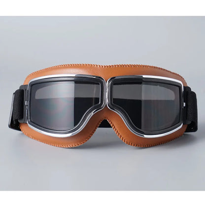 Motorcycle Glasses Windproof Motorcycle Helmet Glasses Sunglasses Retro Universal Folding Leather Retro Motorcycle Accessories