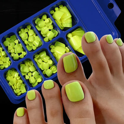 120Pcs Glossy Black Press On Toenails Short Square Full Cover Fake Toenail Tips for Summer Women False Foot Nail Tip Extension &