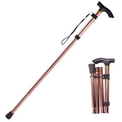 Telescopic Walking Stick Outdoor Hiking Trekking Poles Aluminum Alloy Metal Folding Cane Crutches Pole For Elderly People