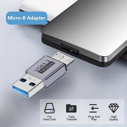 USB C 3.2 Micro B Male to Type C Female Adapter Type-C To Micro B Connector for Laptop External Hard Drive Disk Box Samsung S5