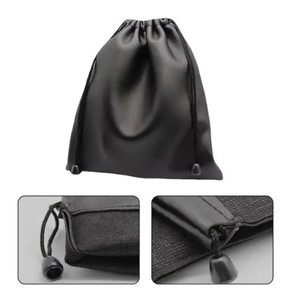 1Pc Draw String Bag Headphone Bags Durable Black Dust-proof Drawstring Bag PU Leather Headset Bag Durable Multi Purpose Storage