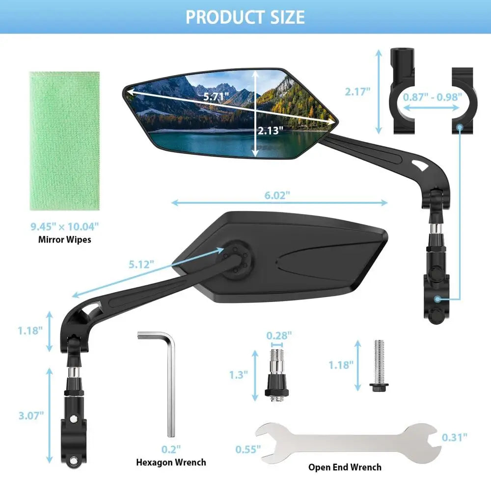 Bicycle Rearview Bike Adjustable 360° Rotate Wide Angle Mirror Road Bike Handlebar Rear View Mirrors Bicycle Accessories