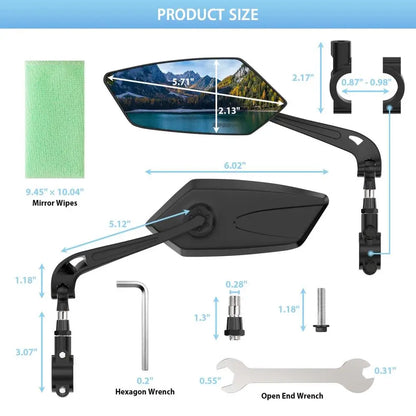 Bicycle Rearview Bike Adjustable 360° Rotate Wide Angle Mirror Road Bike Handlebar Rear View Mirrors Bicycle Accessories