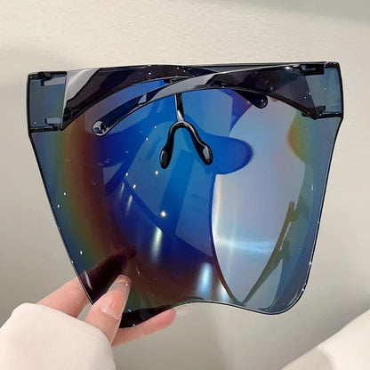 KAMMPT Huge Sports Goggle Men Futuristic Mirror Outdoor Cycling Protective Sunglasses Women Trendy Wrapped Round Anti-UV Shades