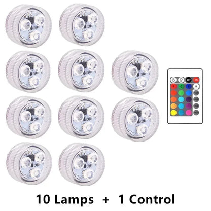 Colorful 3 LED Underwater Light With Remote Control Powered By Button Cell Waterproof Swimming Pool Party Decoration Lamp