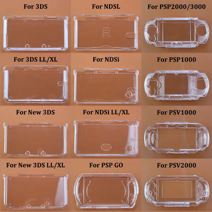 1pcs Plastic Clear Crystal Hard Shell Case Cover For 3DS New 3DS XL LL For NDS Lite NDSL NDSi XL LL For GBA SP PSP PSV 1000 2000