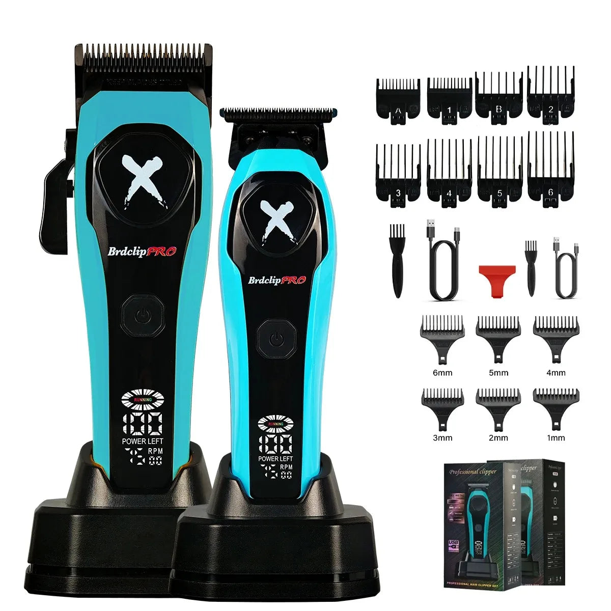 BRDCLIP Hair Clippers Rechargeable Clippers Barber Adjustable Hair Cut Machine Cordless LED Display Clippers Set BRD-619 BRD-339