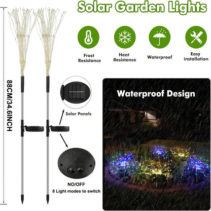 60/200LEDs Solar Firework Lights Outdoor Waterproof Solar Garden Lights 8 Lighting Modes With Remote Control Decorations Light