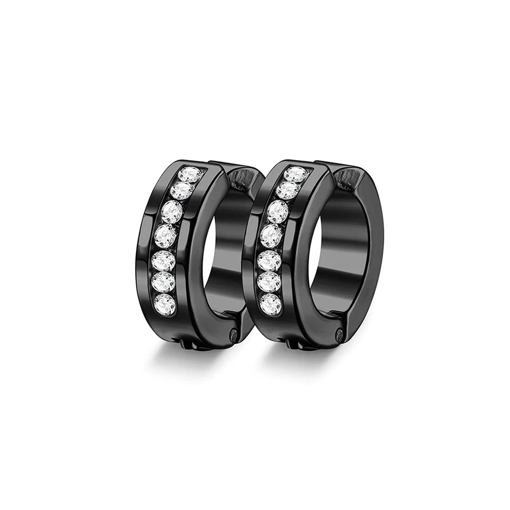 1 Pair/9 Pairs Non-Piercing Earrings Stainless Steel Clip On Hoop Earrings For Men Women Paved CZ Ear Clip Earrings Set