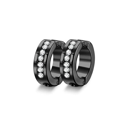 1 Pair/9 Pairs Non-Piercing Earrings Stainless Steel Clip On Hoop Earrings For Men Women Paved CZ Ear Clip Earrings Set