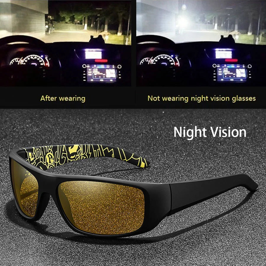 Fashion Vintage Square Frame Unisex Night Vision Glasses Reduce Visual Fatigue Lenses Anti-Glare Anti reflective UV400 Eyewear