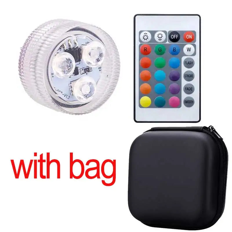 Colorful 3 LED Underwater Light With Remote Control Powered By Button Cell Waterproof Swimming Pool Party Decoration Lamp