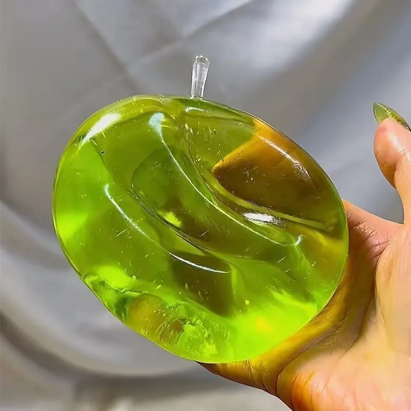 Apple Maltose Squishy Toy Sensory Fidget Toy Soft Transparent Simulated Slow-Rebound Decompress Toy for Daily Relax ﻿Green Pink
