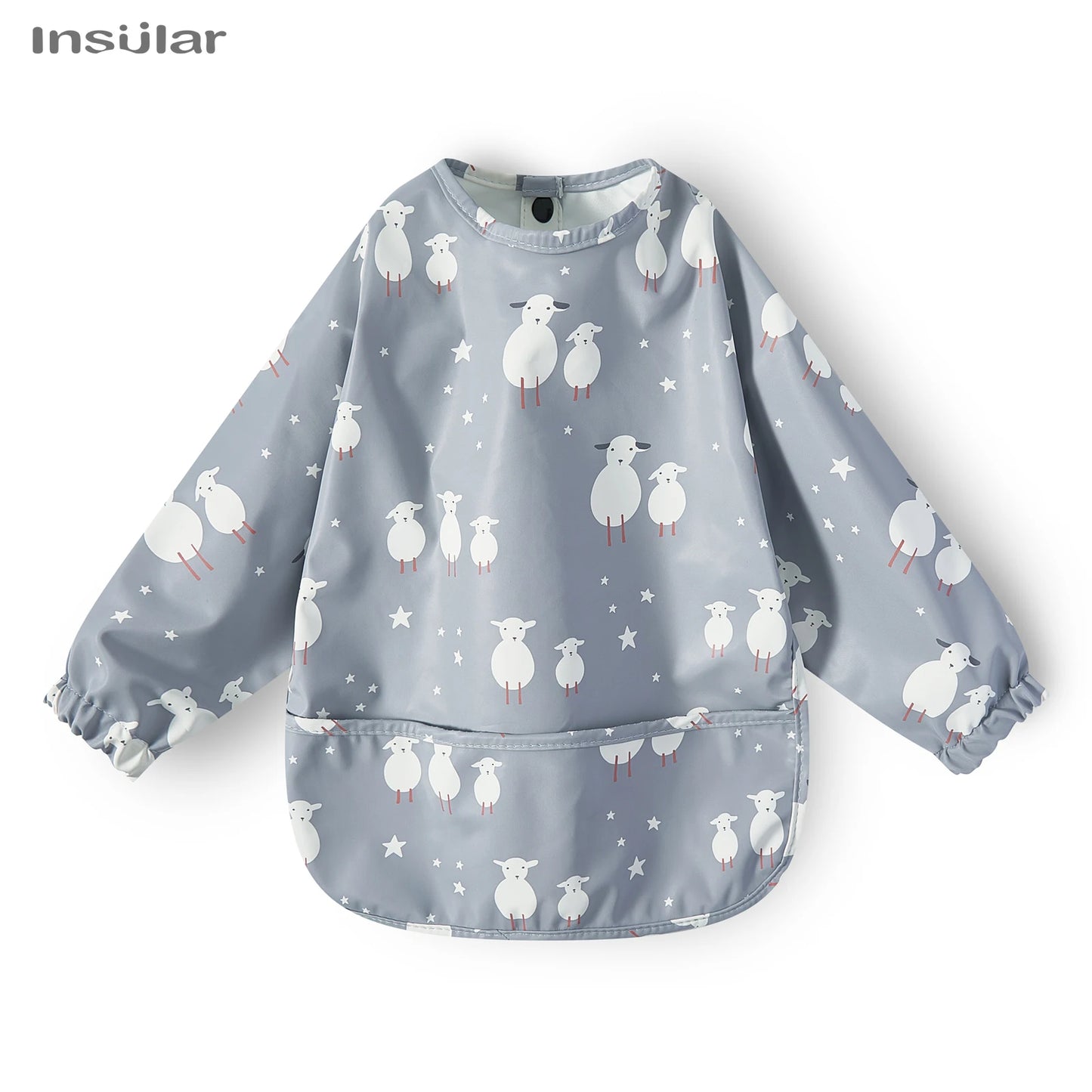 New Children Feeding Aprons Long sleeve Baby bib with Pocket Full Cover Baby Bibs with Pocket waterproof long sleeve bibs