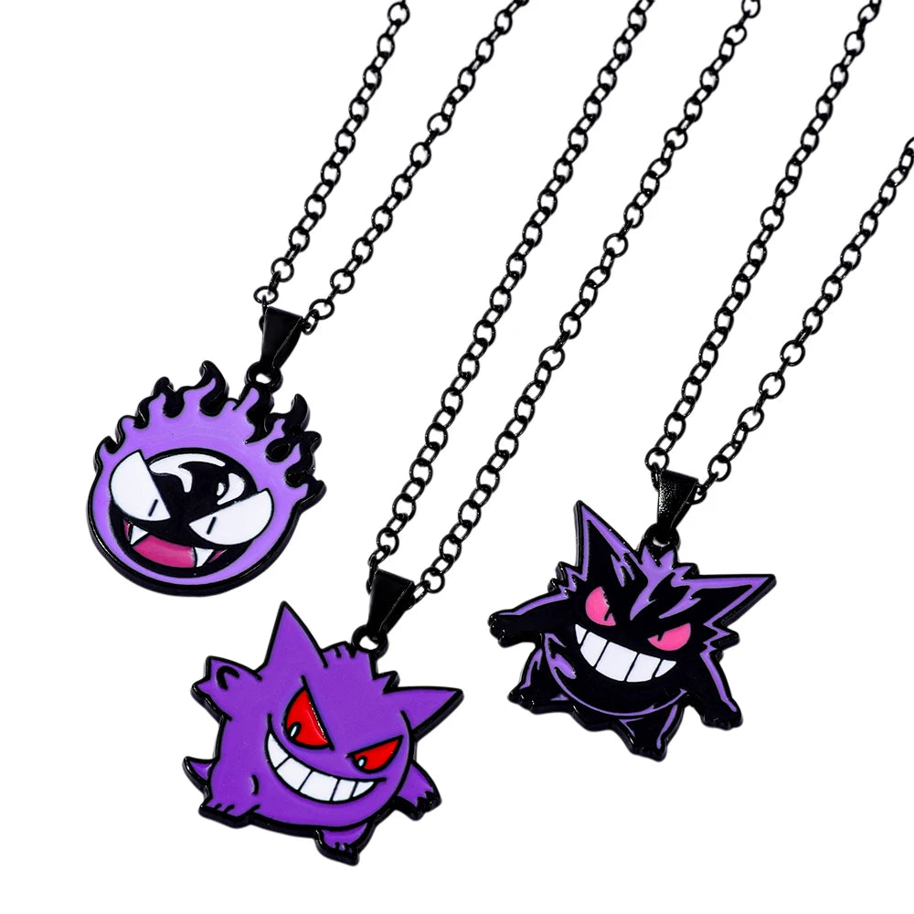 Gengar Cosplay Pendant Necklace - Anime Charms Jewelry for Women Men Kids Chain Choker Perfect Party Gift
