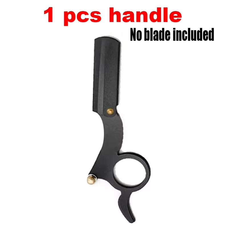 KVIFO【Hot sales】New Old Fashioned Razor Manual Shaver Mini Thumb Shaver Men's Face Shaver Holder Eyebrow Shaver with blade