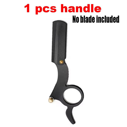KVIFO【Hot sales】New Old Fashioned Razor Manual Shaver Mini Thumb Shaver Men's Face Shaver Holder Eyebrow Shaver with blade