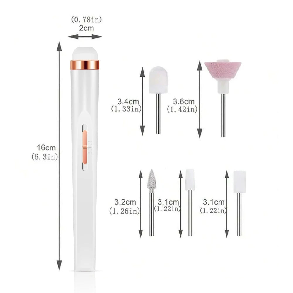 LINMANDA Portable Electric Nail File Nail Set with 4 Speeds Cuticle Trimmer Battery Operated Manicure and Pedicure Tools