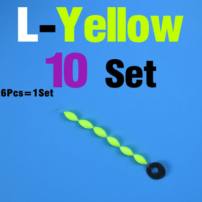 60Pcs/10Sets Fishing Float 6 In 1 String Type Seven Star Float Foam Space Bean Fishing Line Stopper Buoys Tackle Accessories