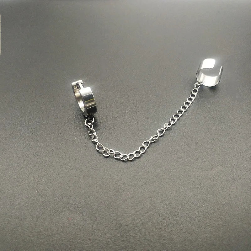 1 Pcs Stainless Steel Painless Ear Clip Earrings for Men Women, Punk Silver Color Non Piercing Fake Earrings Jewelry Gifts