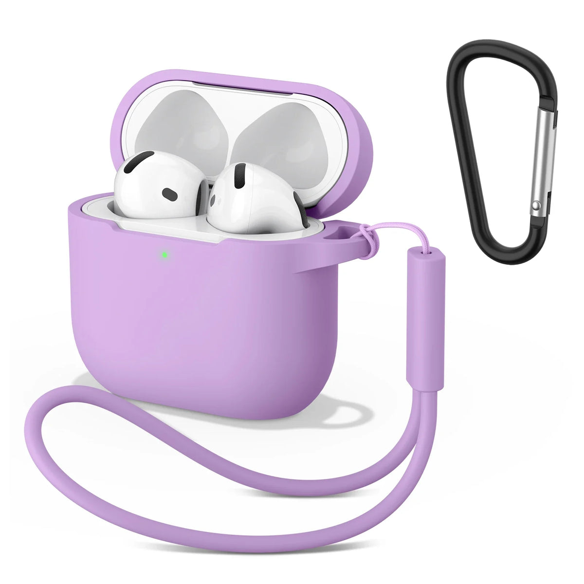 Soft Silicone Cases For Apple Airpods 4 Wireless Bluetooth Headset Cover For Air Pods 4 Protective Case With Lanyard Carabiner