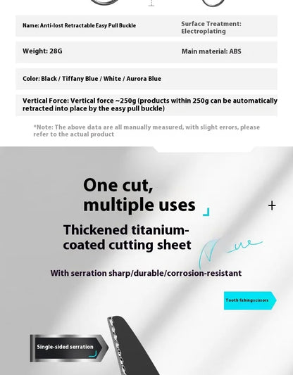 Portable titanium plated fishing scissors for hanging strings, PE line fishing line, Dali Ma stainless steel lure scissors