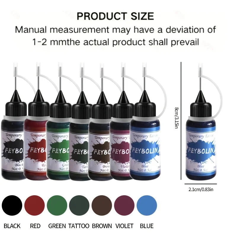Long-Lasting Temporary Tattoo Inks with 3 Tattoo stickers Kit,Freehand Painting Gel for Makeup Trend Party Tattoos for Face Body