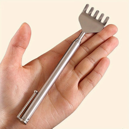 Adjustable Stainless Steel Back Scratcher with Retractable Claw for Portable and Convenient Massage and Tickle Relief