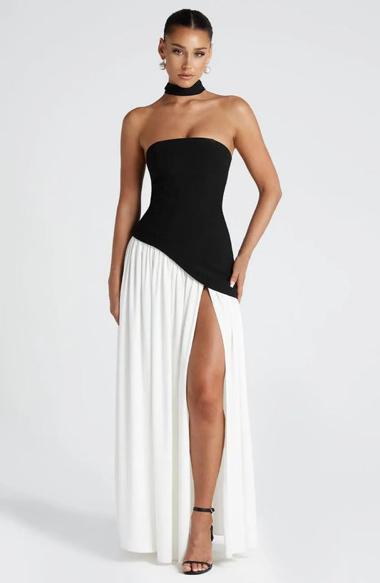 New Dresses 2025 Woman Fashion Summer Sheath Solid Color Split Dress Sexy Backless High Split Skirt Women's Clothing