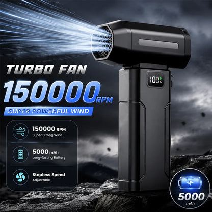 Turbofan 150000RPM High Power Jet Fan Air Duster Motor Variable Speed Dust Blower Brushless Clean Tool Handheld Air Mini Blower
